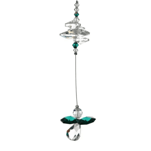 Wild Things emerald guardian angel crystal cascade suncatcher on white background