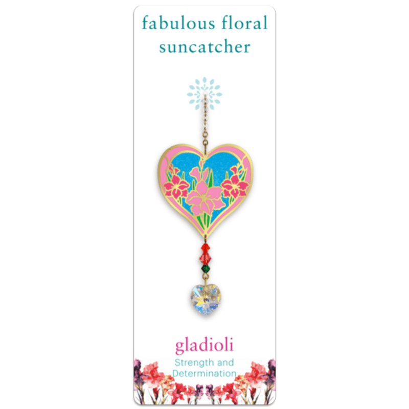 Gladioli Heart Crystal Suncatcher – Fabulous Florals