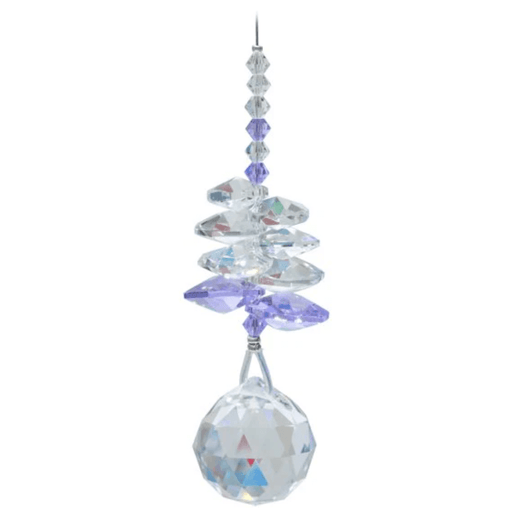 Wild Things Light Amethyst birthstone cascade crystal suncatcher on white background with 20mm ball pendant