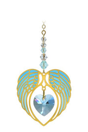 Wild Things Gold Angel Wing Heart - Aquamarine - Something Different Gift Shop