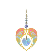 Wild Things gold angel wing heart aurora borealis April birthstone crystal suncatcher on white background