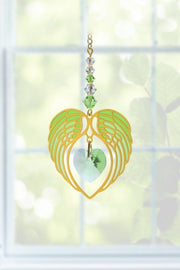 Wild Things Gold Angel Wing Heart - Peridot - Something Different Gift Shop