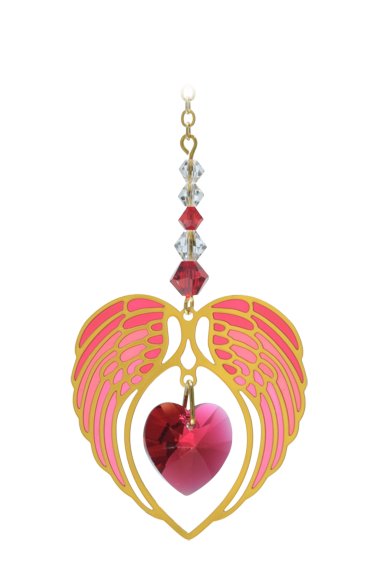 Wild Things Gold Angel Wing Heart - Ruby - Something Different Gift Shop