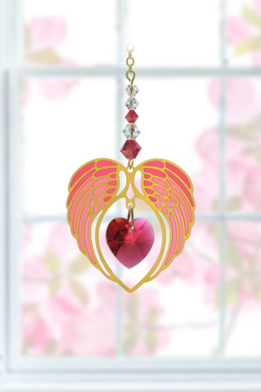 Wild Things Gold Angel Wing Heart - Ruby - Something Different Gift Shop