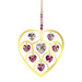 Gold-finished Heart of Hearts suncatcher with deep-rose crystal hearts on white background

