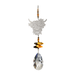 Wild Things Highland Cow Autumn Gold crystal suncatcher with silver cow design, amber crystals and clear teardrop prism on plain background