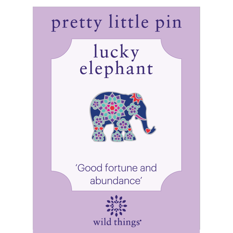 Wild Things Indian Elephant enamel pin with decorative elephant design