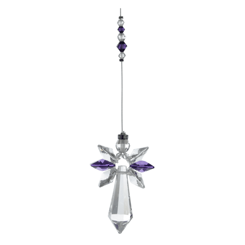 Wild Things large amethyst guardian angel crystal hanging on white background