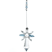 Wild Things large aquamarine guardian angel crystal hanging on white background