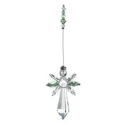 Wild Things large peridot guardian angel crystal hanging on white background