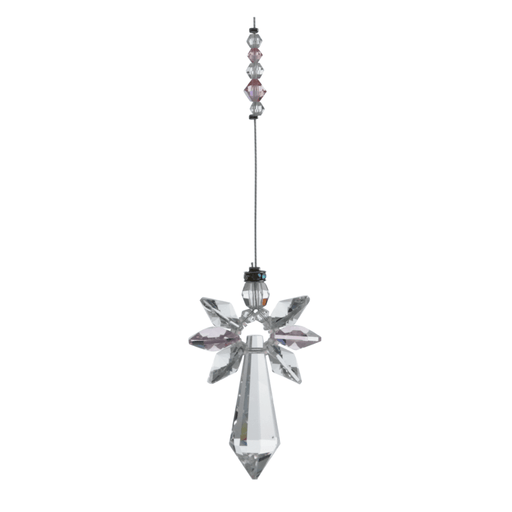 Wild Things large rose guardian angel crystal hanging on white background