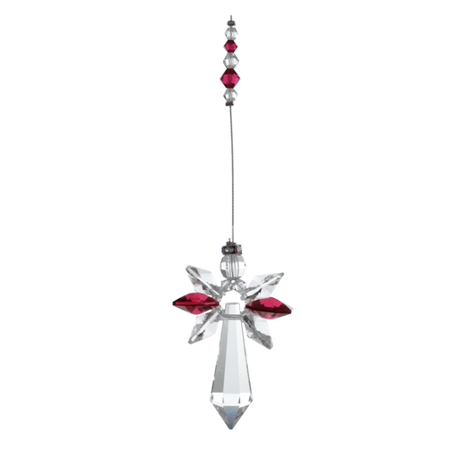 Wild Things large ruby guardian angel crystal hanging on white background