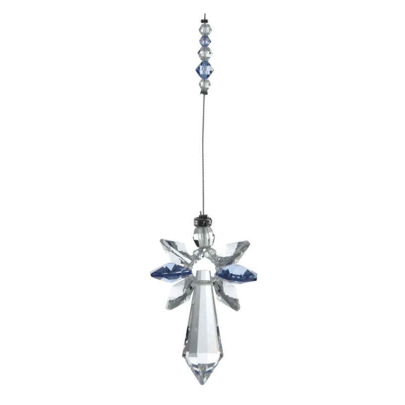 Wild Things large sapphire guardian angel crystal hanging on white background