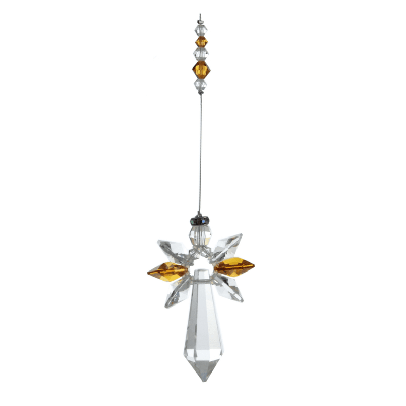 Wild Things large topaz guardian angel crystal hanging on white background