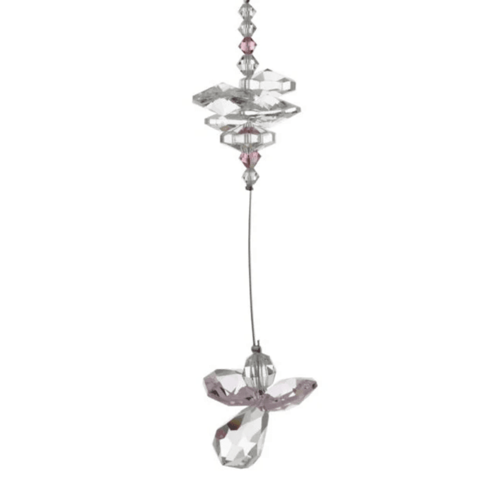 Wild Things light amethyst guardian angel crystal cascade suncatcher on white background