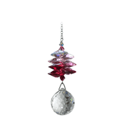 Wild Things Medium Deep Rose Cascade Ball crystal suncatcher with pink and red crystals and clear 20mm ball