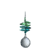 Wild Things Medium Green Cascade Ball crystal suncatcher with green and teal crystals and clear 20mm ball