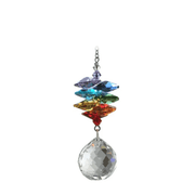 Wild Things Medium Rainbow Cascade Ball crystal suncatcher with multicolour crystals and clear 20mm ball, white background