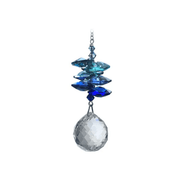 Wild Things Medium Royal Blue Cascade Ball crystal suncatcher with blue crystals and clear 20mm ball, white background