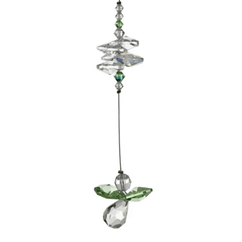 Wild Things peridot guardian angel crystal cascade suncatcher on white background