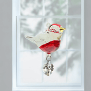 Robin crystal suncatcher hanging in a bright window, ready to cast rainbow light

