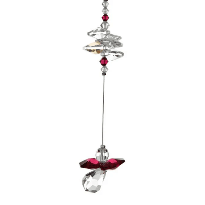 Wild Things ruby guardian angel crystal cascade suncatcher on white background