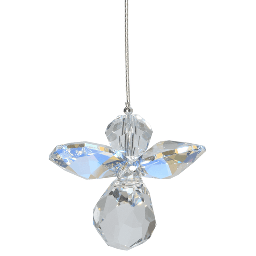Wild Things small aurora borealis guardian angel Swarovski crystal hanging on white background