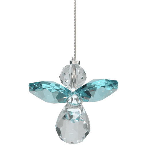 Wild Things small blue zircon guardian angel Swarovski crystal hanging on white background