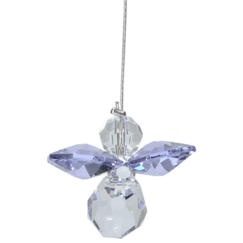 Wild Things small light amethyst guardian angel Swarovski crystal hanging on white background