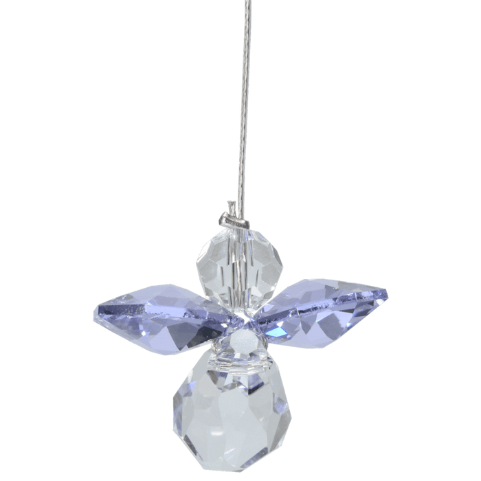 Wild Things small light amethyst guardian angel Swarovski crystal hanging on white background