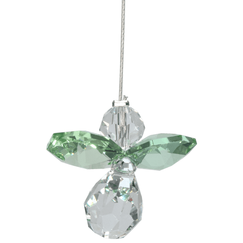 Wild Things small peridot guardian angel crystal hanging on white background