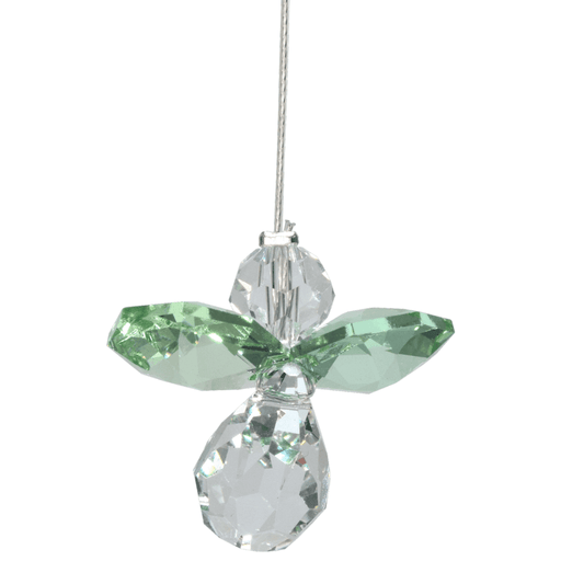 Wild Things small peridot guardian angel crystal hanging on white background