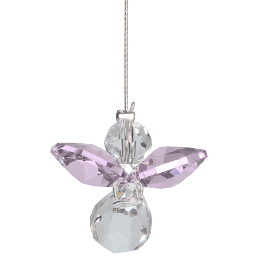 Wild Things small rose guardian angel Swarovski crystal hanging on white background