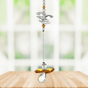 Topaz guardian angel crystal cascade hanging decoration in window light