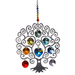 Front-view product shot of Tree of Life Chakra large crystal suncatcher in brushed metal on white background

