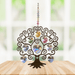 Tree of Life summer suncatcher with rainbow crystal hearts displayed on a wooden table

