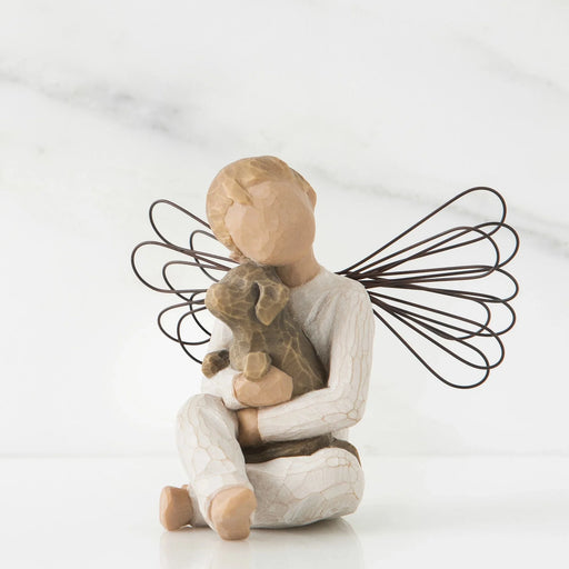 Willow Tree Angel of Comfort Figurine shown against marble-style background