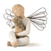 Willow Tree Angel of Comfort Figurine cuddling a dog