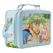 Side view of crossbody bag featuring Eeyore, Owl, Kanga, Roo, and Pooh at Rabbit's House
