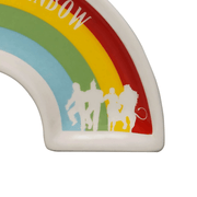 Close up of Wizard of Oz rainbow trinket dish with character silhouette detail