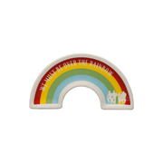 Wizard of Oz rainbow trinket dish with “We must be over the rainbow” quote