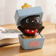 Surprise Arrival Kitty ThingsWoo figure popping out of a blue gift box