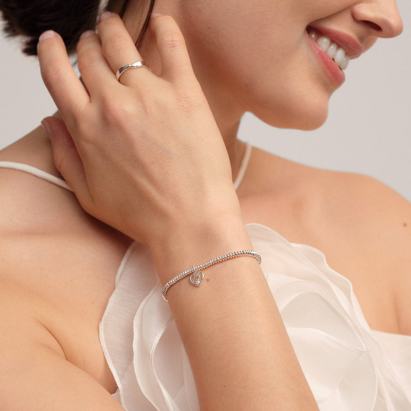 “Model wearing double‑heart diamond bracelet – Wonderful Daughter gift”
