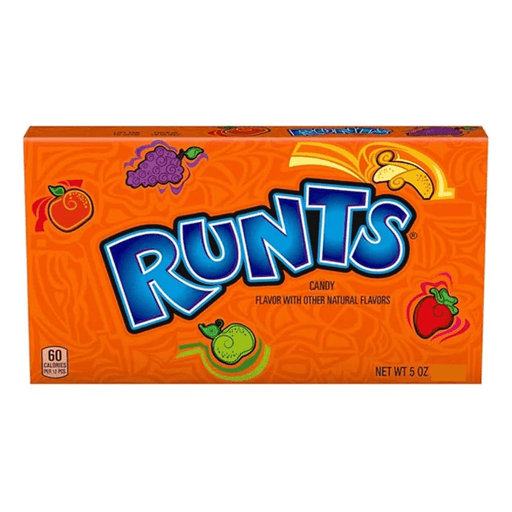 Wonka Runts Theatre Box 141g colourful fruit-shaped sweets packaging close-up