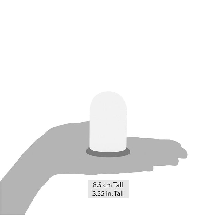 Wooden tulip dome with height reference – 8.5cm tall on hand silhouette