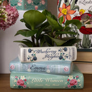 Wuthering Heights book vase stack styled with flowers