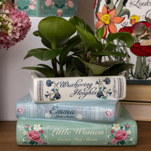 Wuthering Heights book vase stack styled with flowers