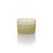 Pale green frosted glass WXY juiced candle with white wax and a centred wick on a white background.