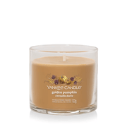 Yankee Candle Golden Pumpkin Signature tumbler scented candle, warm pumpkin spice wax, product image on white