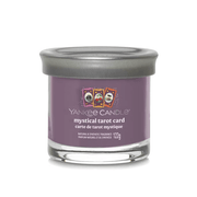 Yankee Candle Mystical Tarot Card Signature tumbler scented candle with silver lid, packshot on white